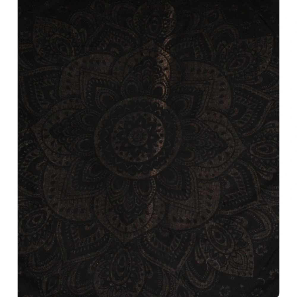 Black and Gold Mandala Tapestry Bohemian Wall Hanging Floral Medallion 78x54